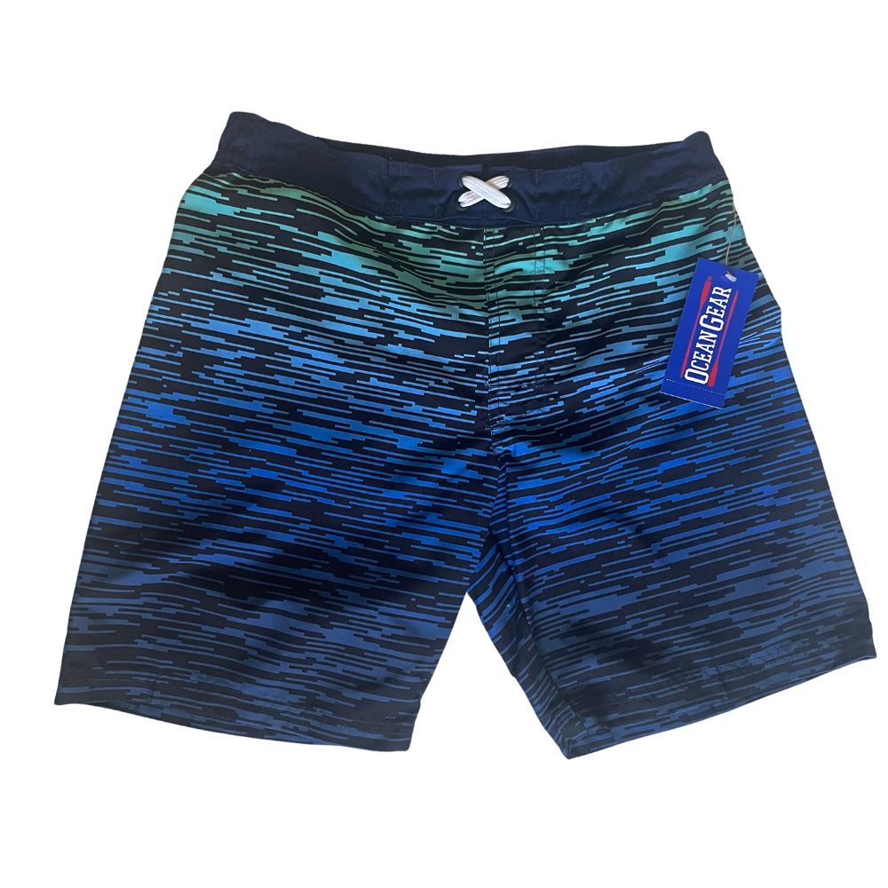 Boys Swim Shorts Large Elastic Waist Back Pocket Ocean Gear Swim Pants Blue